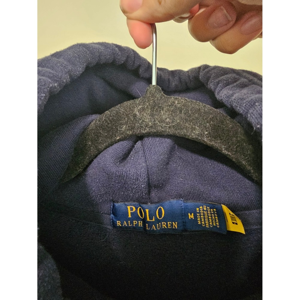 Polo Ralph Lauren M Spellout Hoodie Colligiate Navy Blue Logo Varsity Preppy ~ - Picture 8 of 9